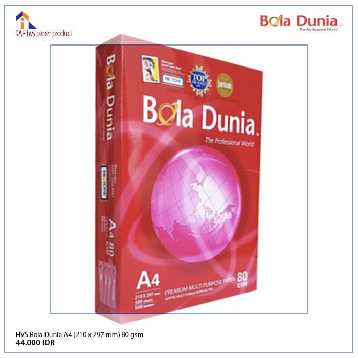 

Jual KERTAS HVS A4 80 GSM BOLA DUNIA BDA TRUTONE Putih Murah