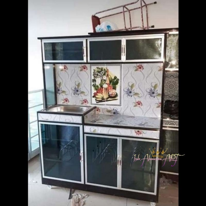 Wastafel  - Rak Dapur Lemari Piring Pintu 6 Kaca