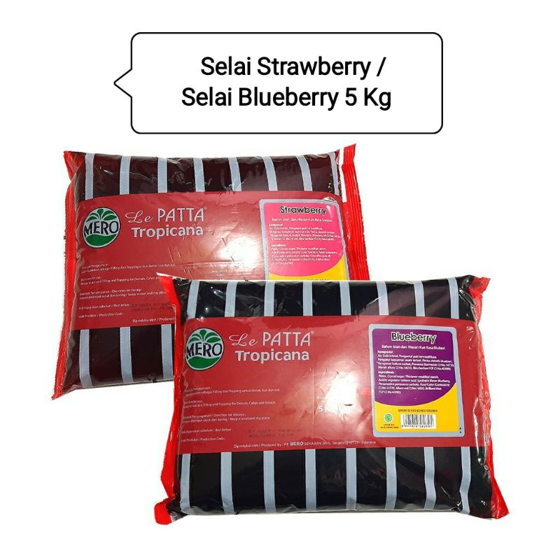 

SELAI RASA BLUEBERRY LE PATTA MERO 5 KG / SELAI TROPICANA / SELAI KUE DAN ROTI EKONOMIS / SELAI PACK BESAR 5 KG