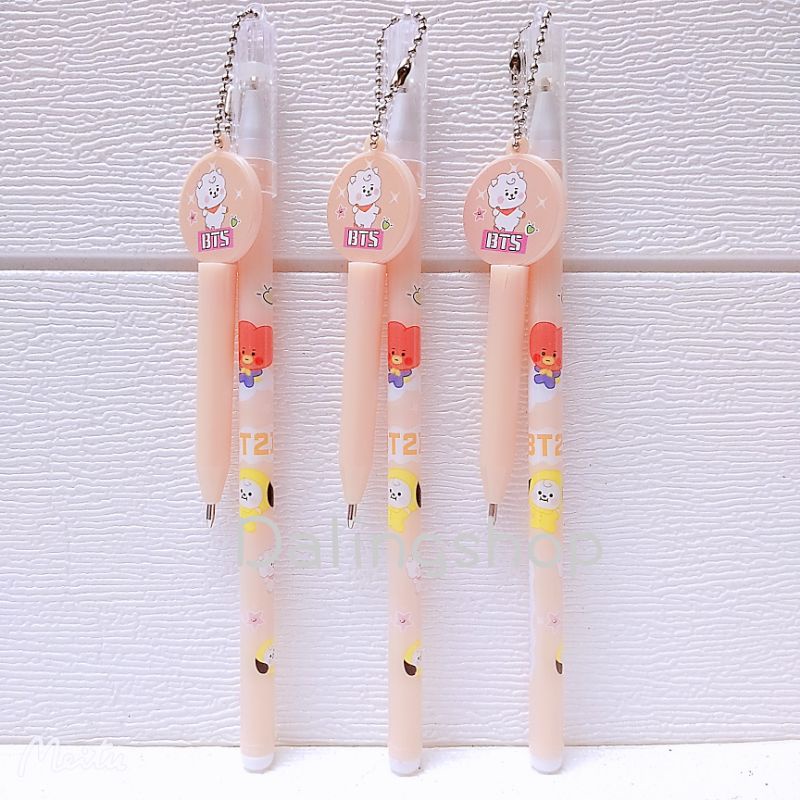Dalingshop / PULPEN GEL BT21 + GANTUNGAN UNIK LUCU BT21 / PEN BT21 / PEN SQUID GAME + GANTUNGAN BONEKA GOYANG  / PULPEN SQUID GAME-Mini Pen Orange 1pc