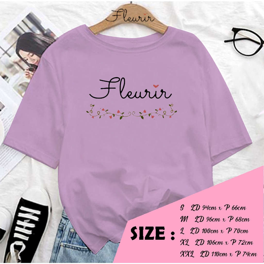 FLEURIR - KAOS LUCU NYAMAN KATUN WANITA DEWASA UNISEX