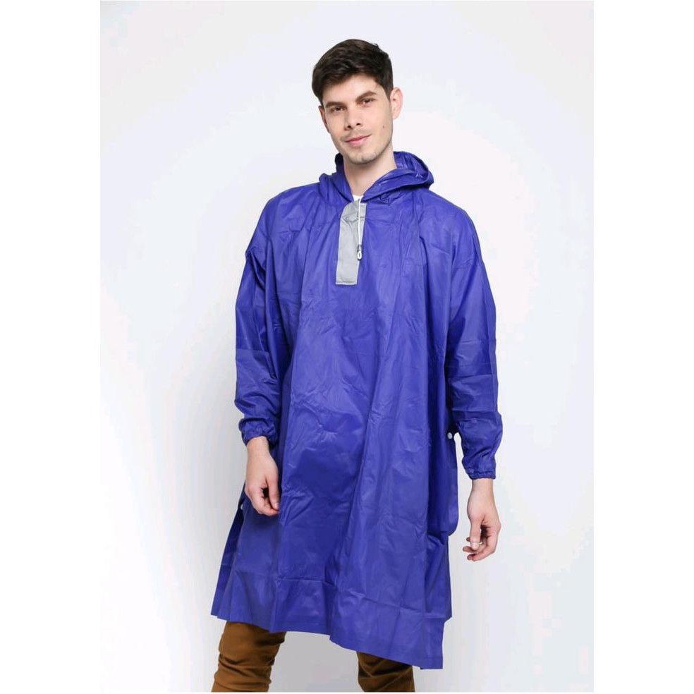 JAS HUJAN PONCHO BERLENGAN SETELAN PRIA WANITA BIRU HIJAU COKLAT ABU - LJM PREMIUM 733