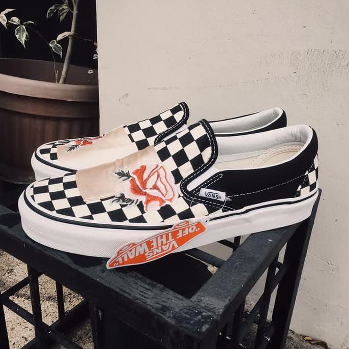 vans satin patchwork slip on