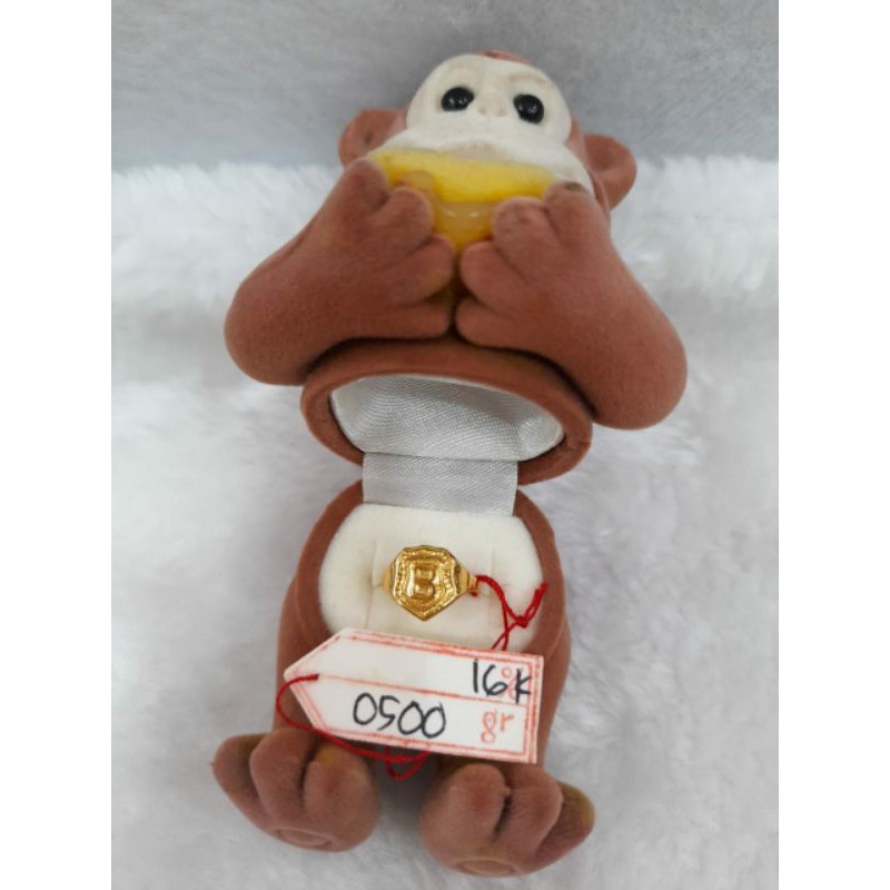 CA189G142G cincin bayi plat huruf inisial nama B emas kuning asli ongsrot berat 0.500 kadar 70%