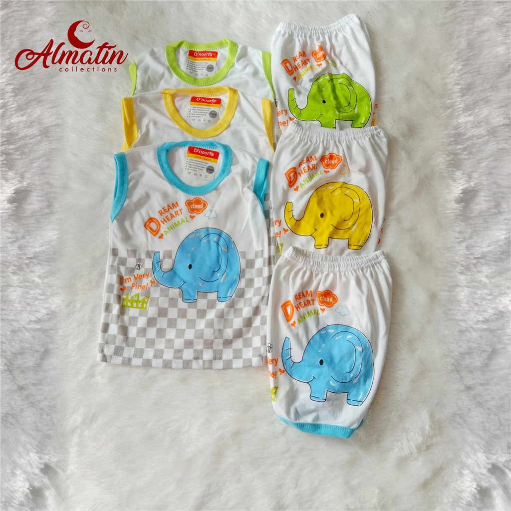 SET 3 Pcs Baju Bayi Kutung/Set Baju Bayi Newborn Lengan Kutung