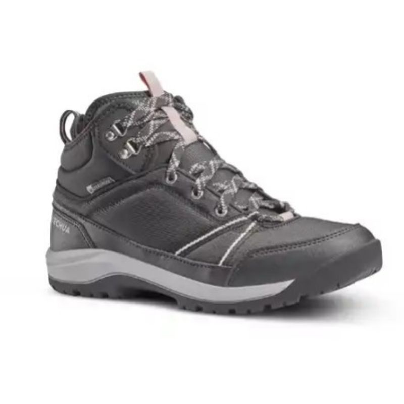 Sepatu Gunung Hiking Wanita Waterproof Mid NH150 Grey / Navy / Hitam