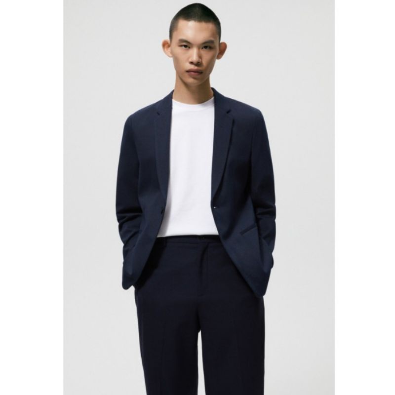 Blazer Zara Men Jas Blazer Comfort Pria Dark Navy Original New Store