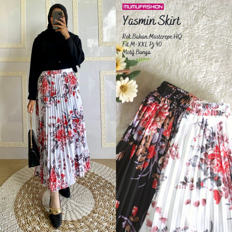 MUMU - Rok plisket Motif Premium Yasmin Skirt By Mumu Fashion Grosir Fashion Solo
