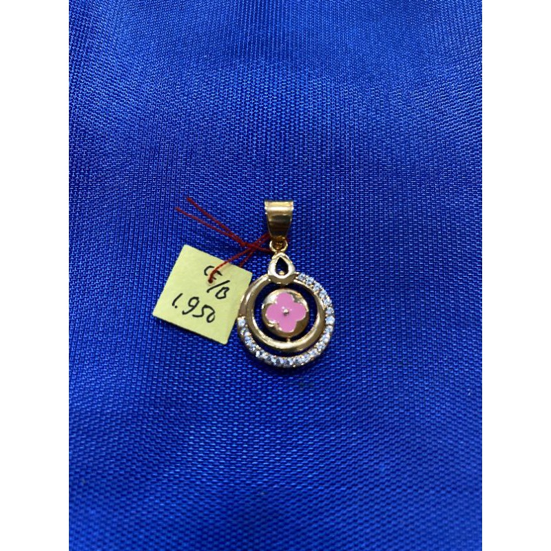 liontin bunga + mata putih emas asli 375