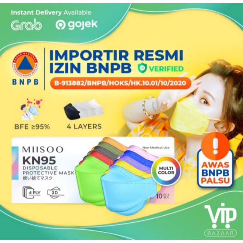 masker Evo Miisoo Kn 95 4 Ply isi 10 pcs Mix warna