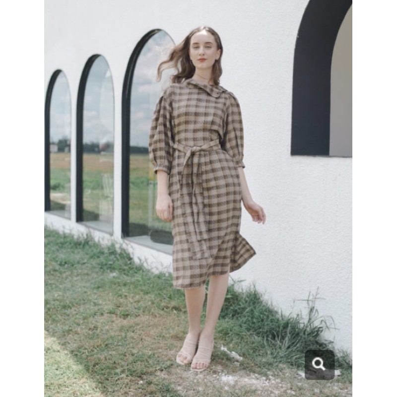 Maven Jade Dress in Tawny Tweed