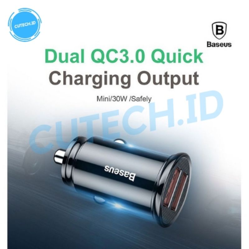 BASEUS CAR CHARGER 30W TYPE C PSS PD + USB A QUICK CHARGE 3.0