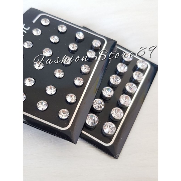 Ready Anting Magnet Permata Set permata putih set anting magnet permata warna