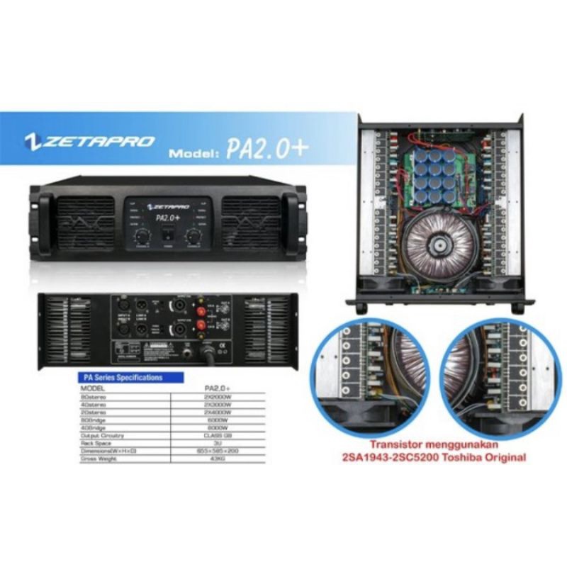 POWER AMPLIFIER ZETAPRO PA 2.0+ CLASSGB ORIGINAL 6000 WATT PA 2.0 PLUS
