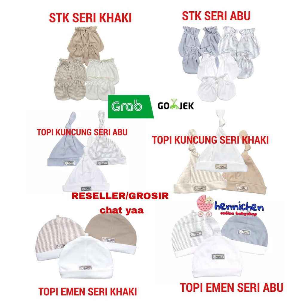 FLUFFY Topi Emen / TOPI KUNCUNG / STK Newborn topi anak topi bayi sarung tangan bayi NEWBORN (1 PCS)