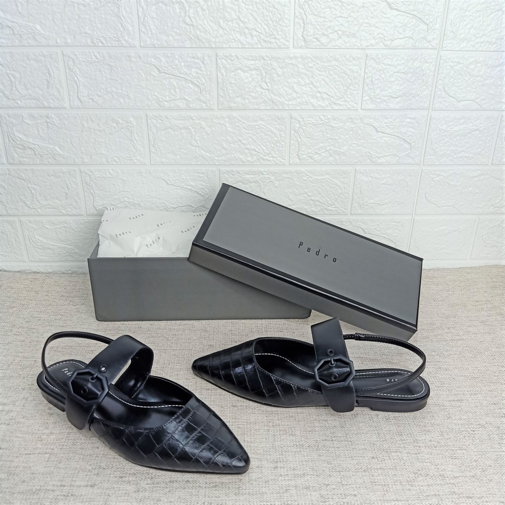 Sepatu PDR-303 Croc Effect Buckled Flat