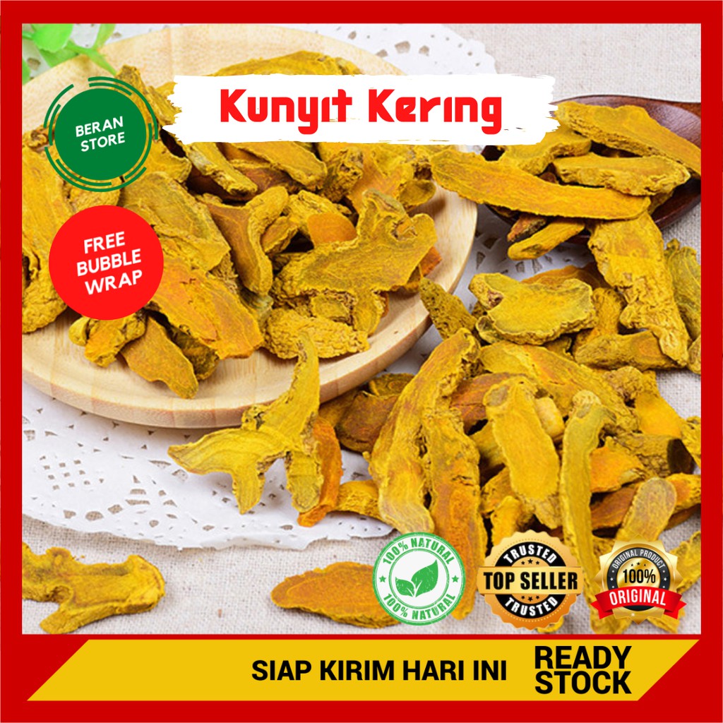 

100g Kunyit Kunir Kering Curcuma Longa Java Turmeric Bumbu Rempah Herbal Rempah Jamu Alami