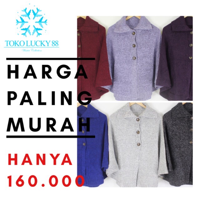 IMPORT Ponco Kancing Baju Sweater Rajut Wool Ponco Winter Musim Dingin