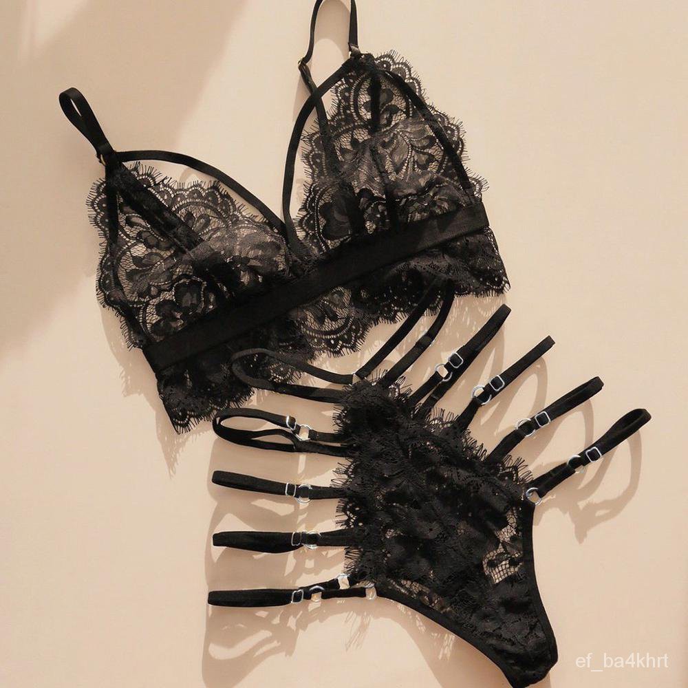 Sexy Lace Lingerie Set Women's Underwear Transparent Bra Party Sets Lace Black Lingerie Bra Set Unde