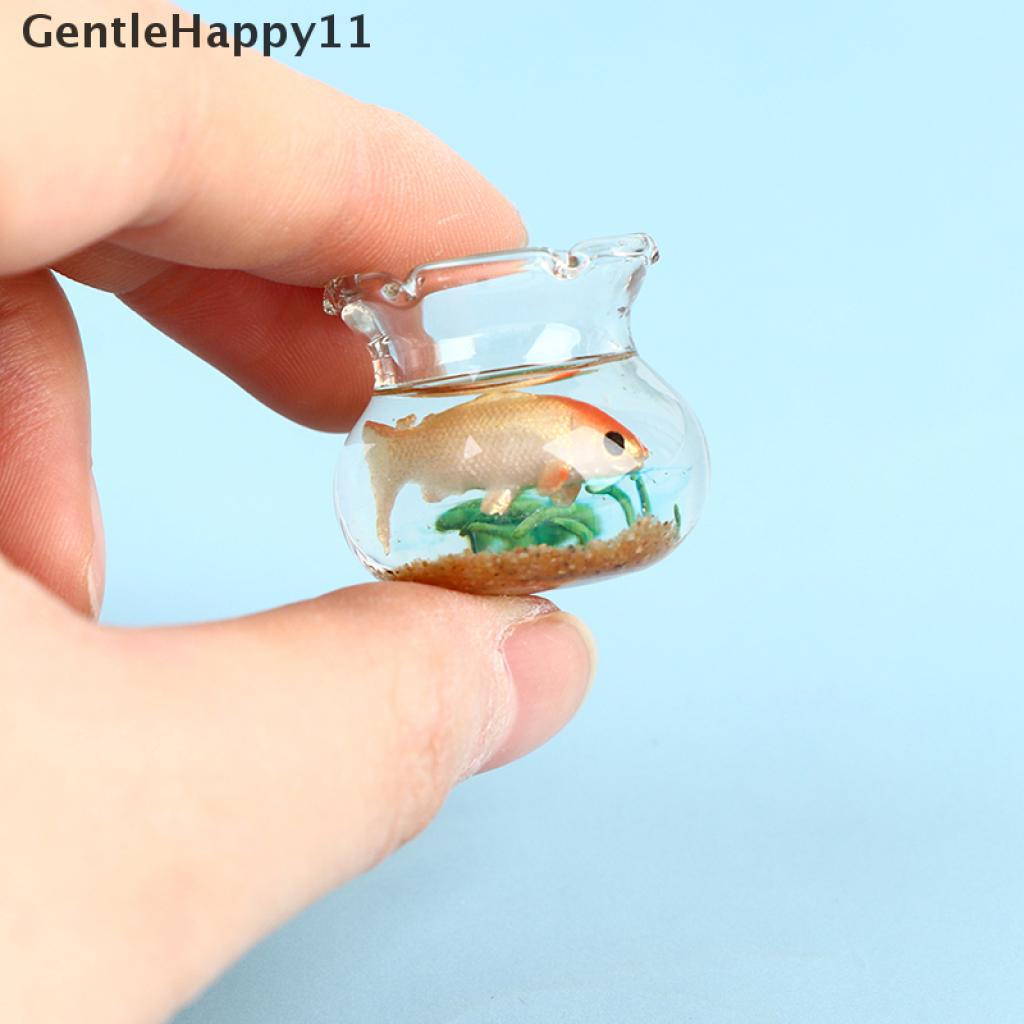 Gentlehappy Rumah Boneka Miniatur Kaca Fish Tank Bowl Aquarium Rumah Boneka Mainan Ornamen Rumah