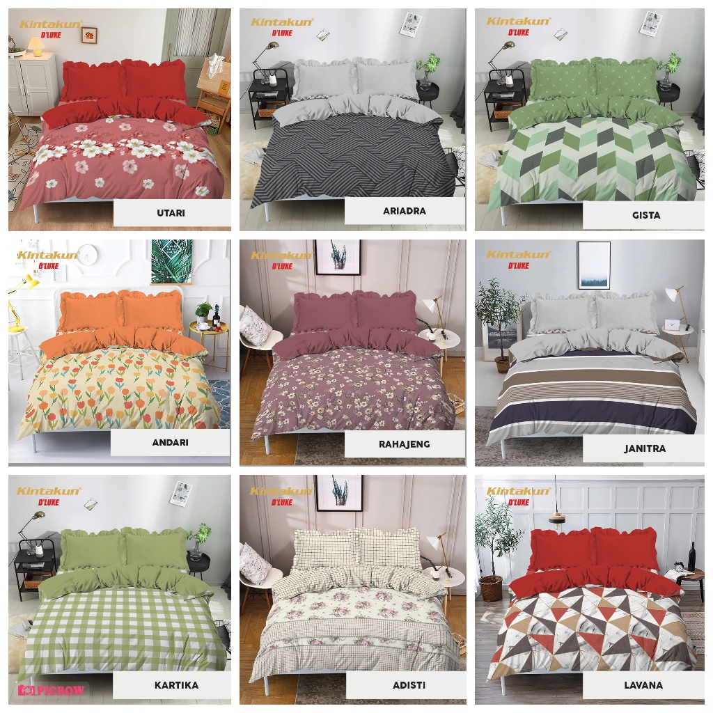 Bedcover Set Kintakun D'luxe Sprei Rumbai / Sprei Flat Uk. 180 x 200 Bagian 1