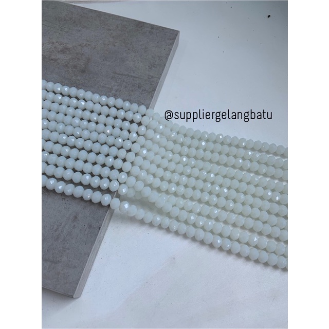 Crystal Ceko Doft 10mm Putih Doff bahan aksesoris beads manik donat