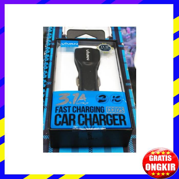 ACC HP SAVER VIVAN CC02S 2USB 3.1A SMART IC FAST CHARGING CHARGER MOBIL VIVAN
