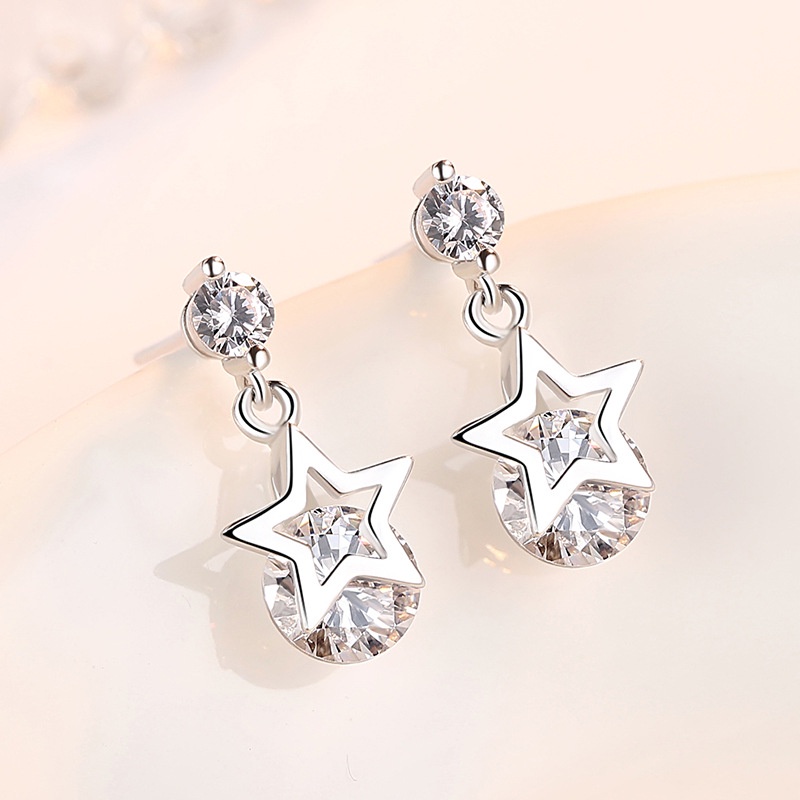 Anting Perak 925 Wanita Fashion Bintang Fashion Perhiasan/Subang Telinga anting perempuan