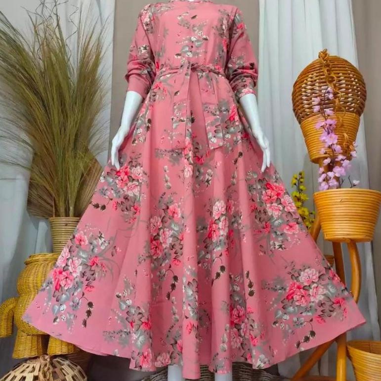 Grosir Gamis Ania Maxy Sakura Busui Ibu Menyusui XL Fashion Muslim Syari Kekinian Mewah Katun Monali