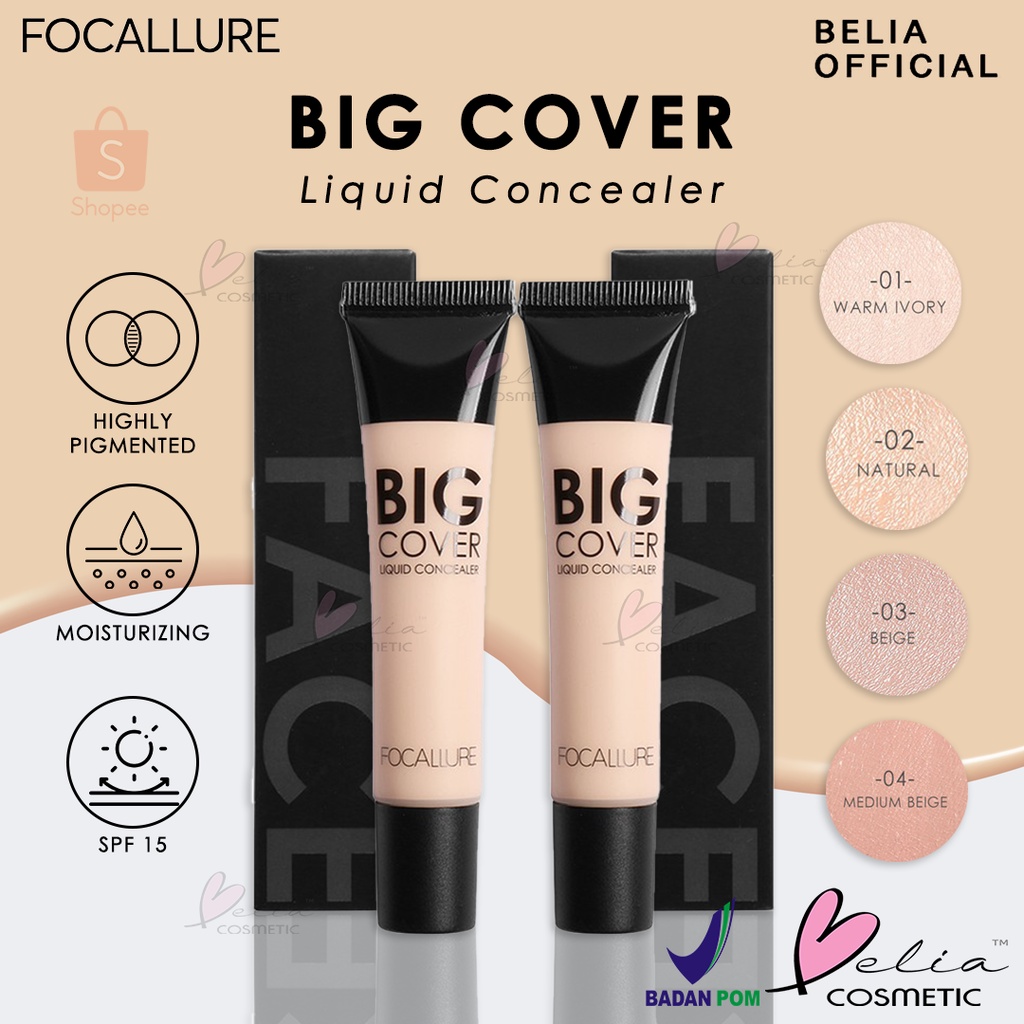 ❤ BELIA ❤ FOCALLURE Big Cover Liquid Concealer FA31 | Tahan Lama | Waterproof | High Pigmented | Full Coverage | BPOM