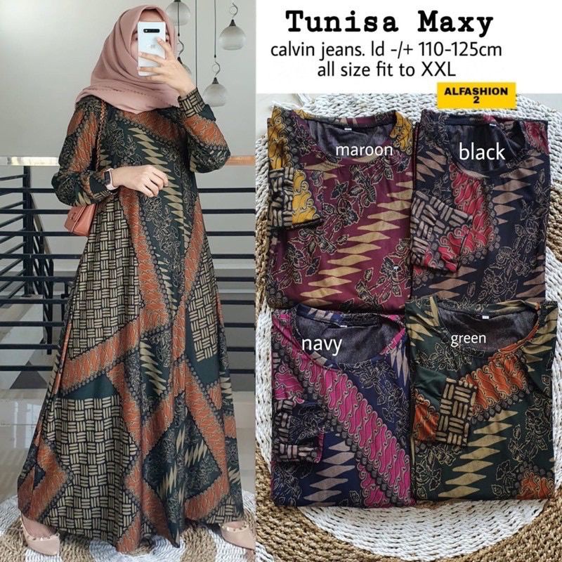 MUFASH - Gamis Jumbo Calvin Jeans Ori Solo Terbaru Tunisa maxy Sisesa Maxy by Alfashion