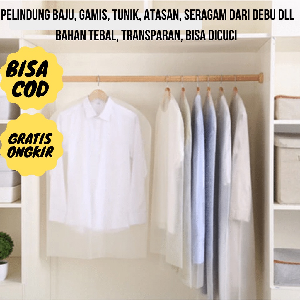 PELINDUNG GAMIS BAJU KEMEJA DARI DEBU KECOA SERANGGA VIRUS COVER TRANSPARAN ANTI AIR BAHAN PLASTIK P
