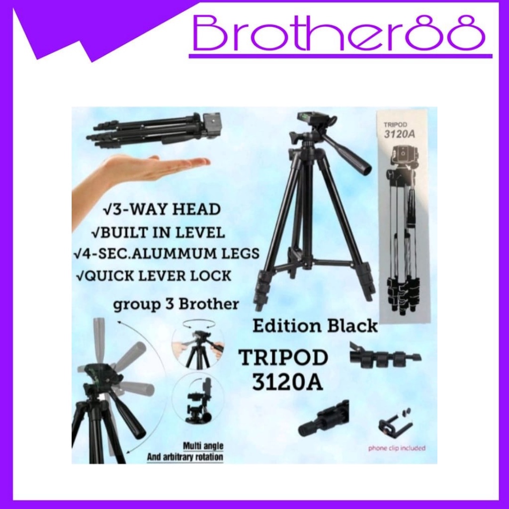 TRIPOD 3120A FOLDABLE CAMERA MOBILE TRIPOD (BLACK EDITION) WT-3120