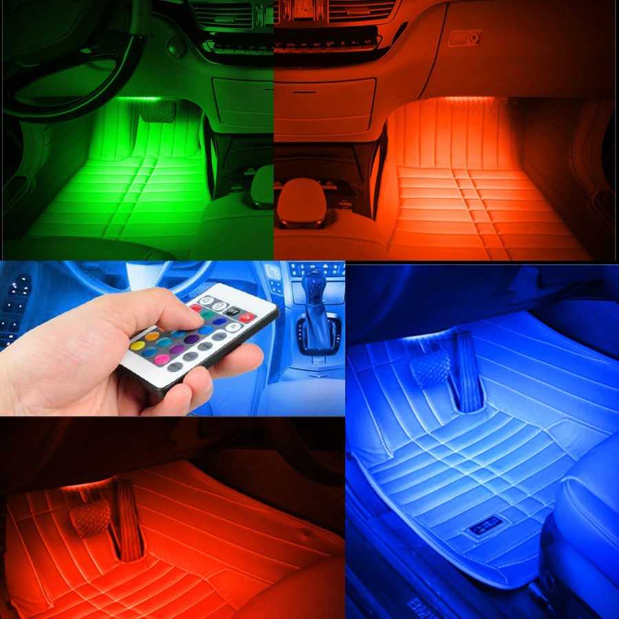 Lampu Kolong Mobil LED Car Interior Kolong Dasboard Mobil Light 5050 RGB 4 PCS + Remote lampu interior Kolong Mobil  - APPFWD1