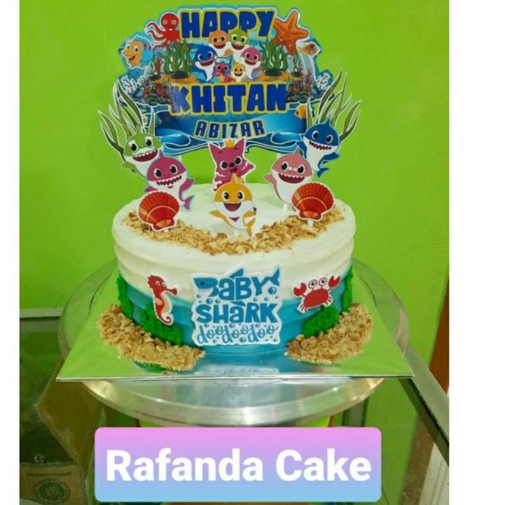 Best Quality topper kue ulang tahun baby shark toper kue ultah custom nama Galaxy