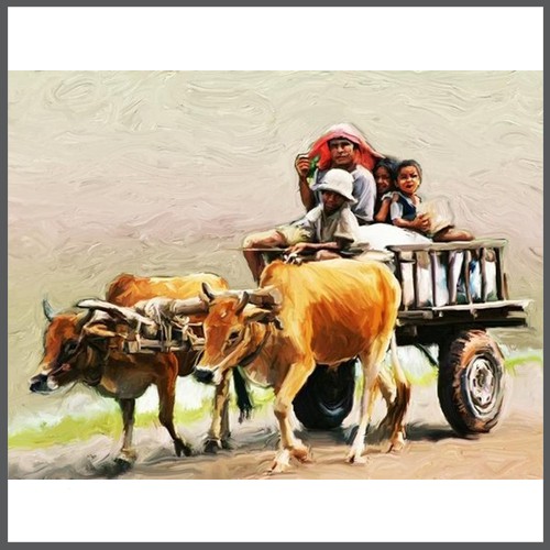 Lukisan Digital Pedati Gerobak Sapi Shopee Indonesia