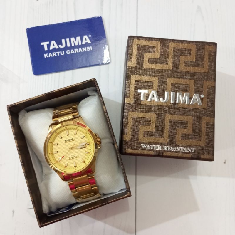 (Toko Ricoh) TAJIMA 9456 Tahan air - Garansi resmi - jam tangan bahan stainless warna gold.