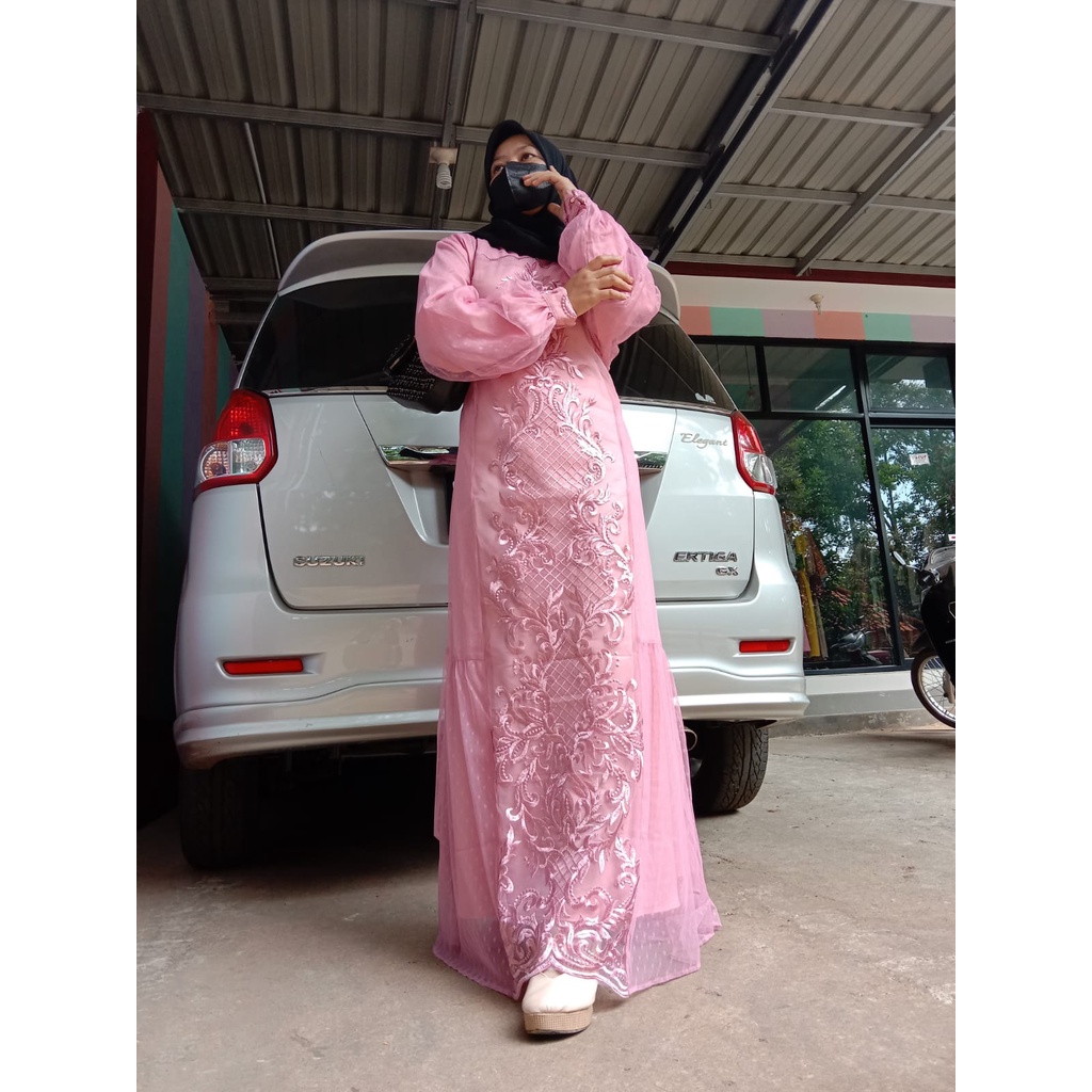 Dress Cassandra Kania Dress Brukat terbaru ori by mercy AMBARWATI muslimah syari ootd fashion modis pesta xl