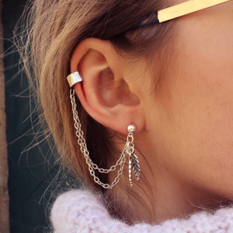 Hu Hu Hu Hu Hu Alat Bantu Pasang Kacamata♡ 1 Pc Anting Tusukjepit Model Rantai Rumbaidaunikansalib Gaya Punk Untuk Wanitahadiah