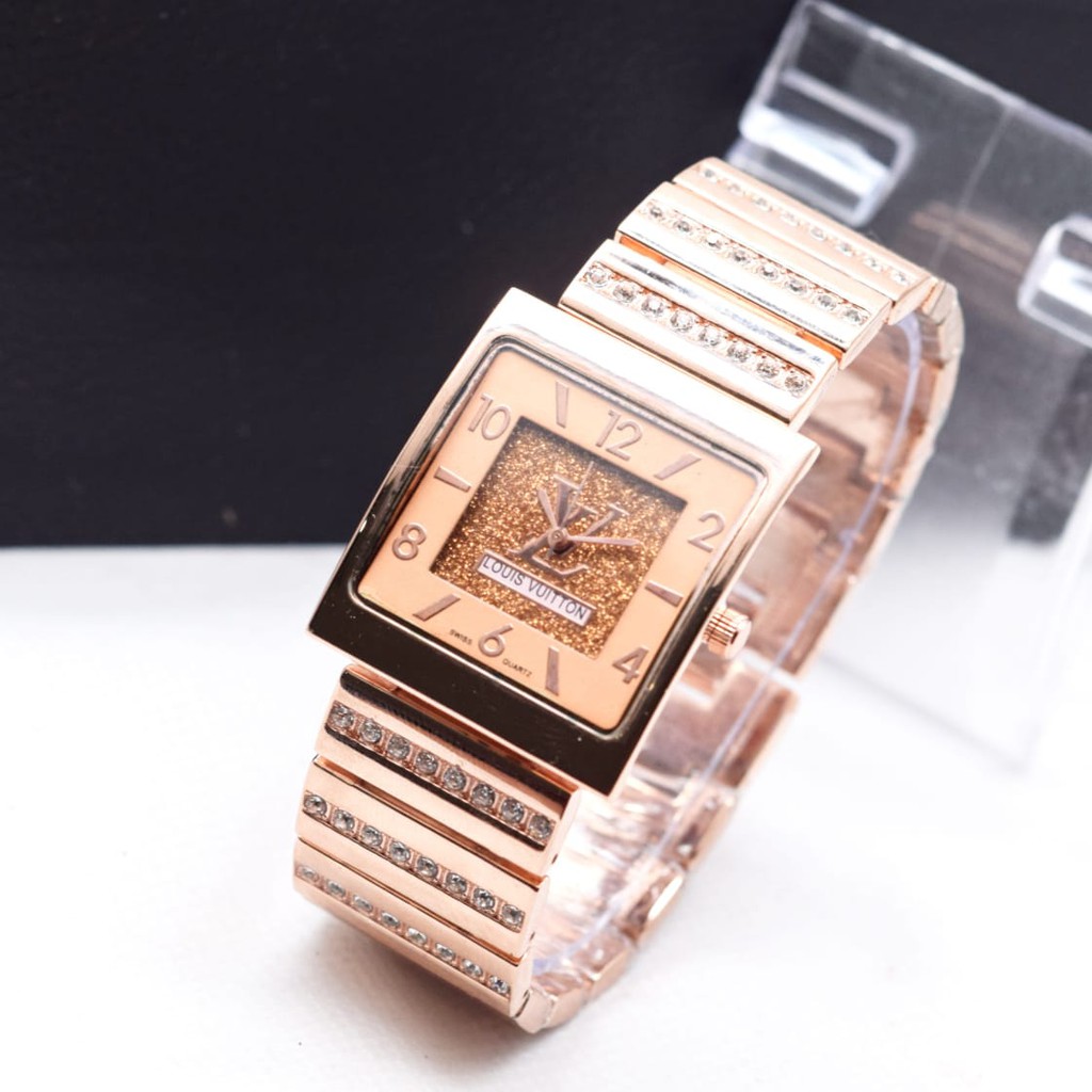 (COD) Jam Tangan Wanita Louis Vuitton Lv8702Hp Tali Rantai Free Box & Baterai - Jam Tangan Cewek - J