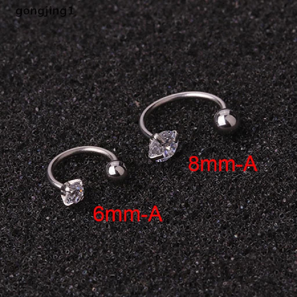 1 Pc Anting Stud Kristal Cubic Zirconia Untuk Tindik Tulang Rawan