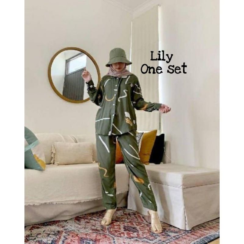 One Set Rayon Viscose Premium motif terbaru-Lily set