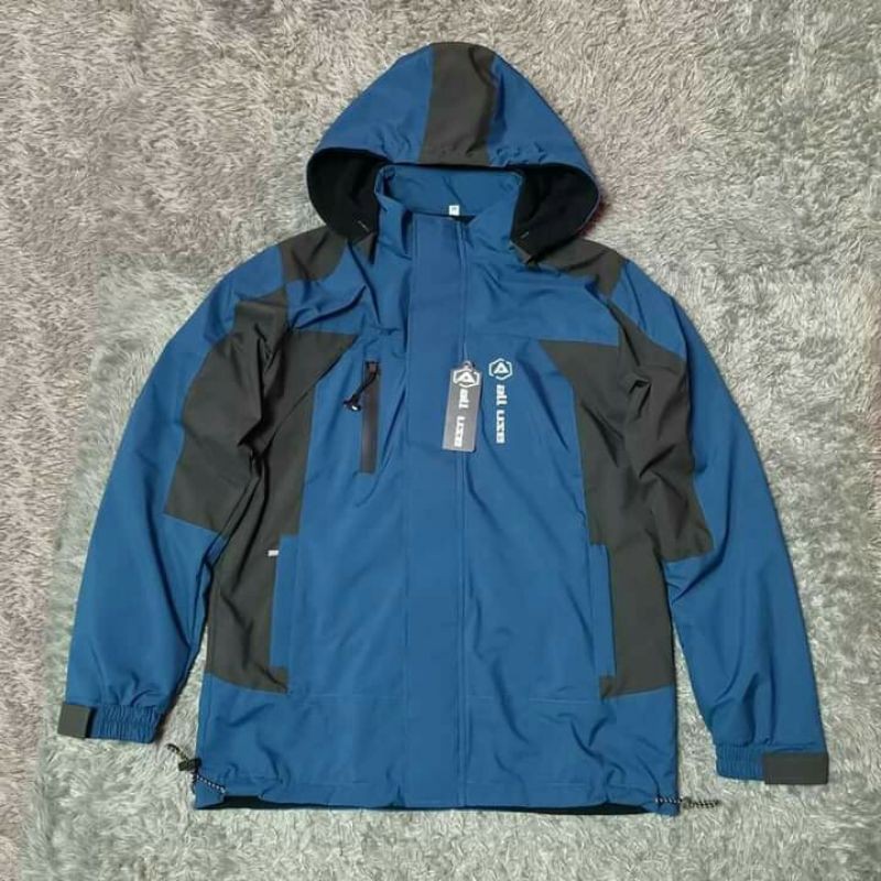 JAKET GUNUNG ANTI AIR WATERPROOF JAKET PRIA ORIGINAL ALL USE BIRU PETRO