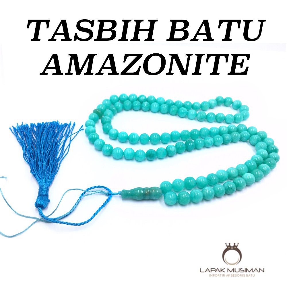 [Bayar di Tempat] Tasbih Batu Amazonite Asli Natural 99 Butir