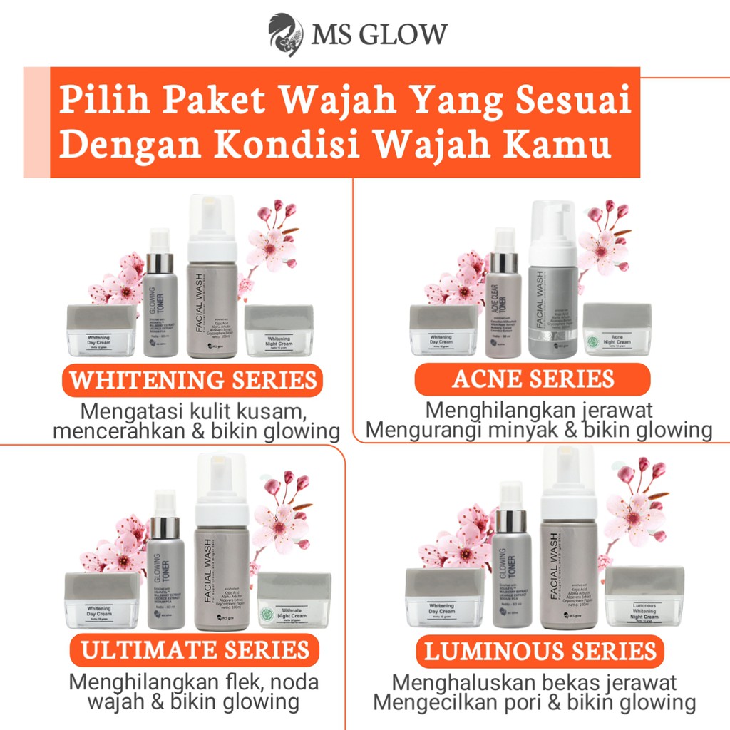 MS Glow Original Whitening Acne Luminous Ultimate Series - Paket MS Glow Whitening Acne Luminous Ultimate Original - Skincare MS Glow Paket Whitening Acne Luminous Ultimate Ori Original - MS Glow Beauty Official Store Resmi Cikarang Bekasi Bandung Jakarta-2