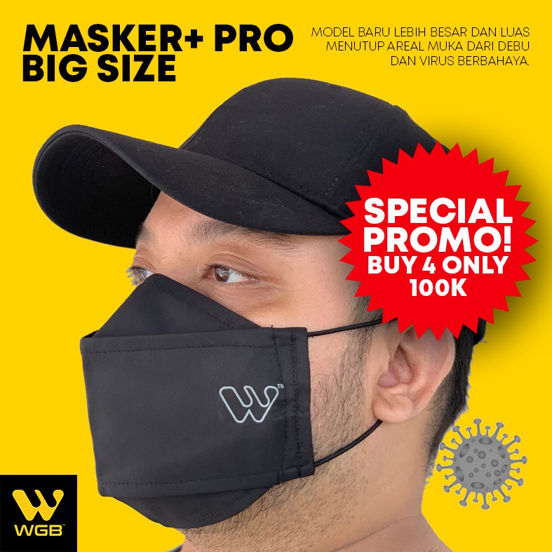 

Masker+ PRO BIG SIZE Bahan 3 Lapis Non Medis Tebal Earloop Korea Anti Virus WGB