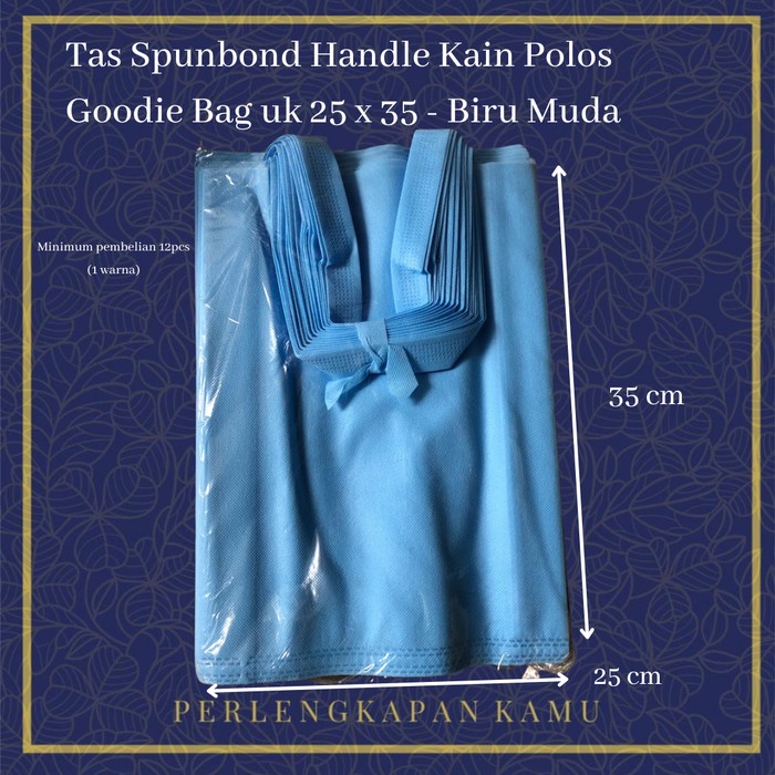 

SALE Tas Spunbond Handle Kain Polos Goodie Bag uk 25x35 - Biru Muda