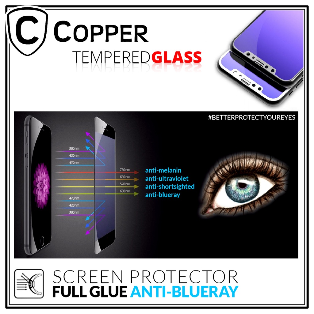 Poco C40 - COPPER Tempered Glass ANTI-BLUERAY (Full Glue)