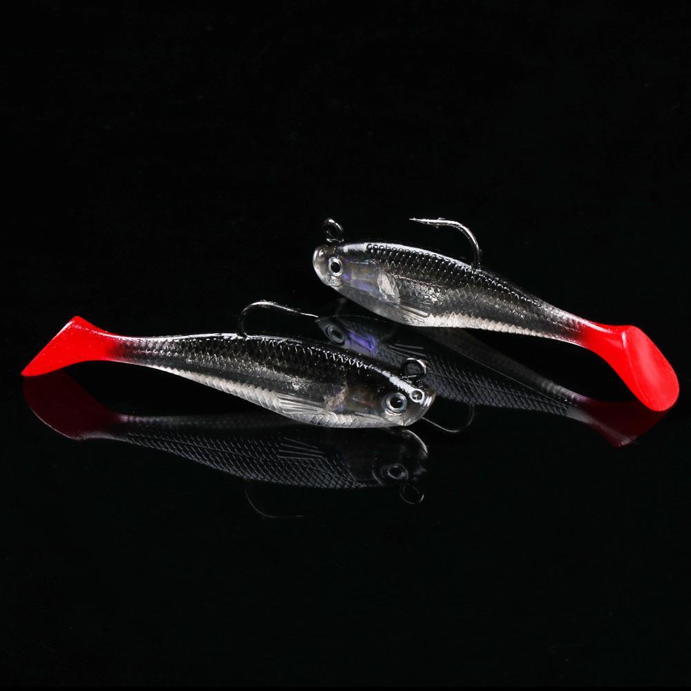 TOP 5pcs /Box Lure 9.5g /80mm Perlengkapan Ikan T Ekor Memimpin Ikan Swimbait