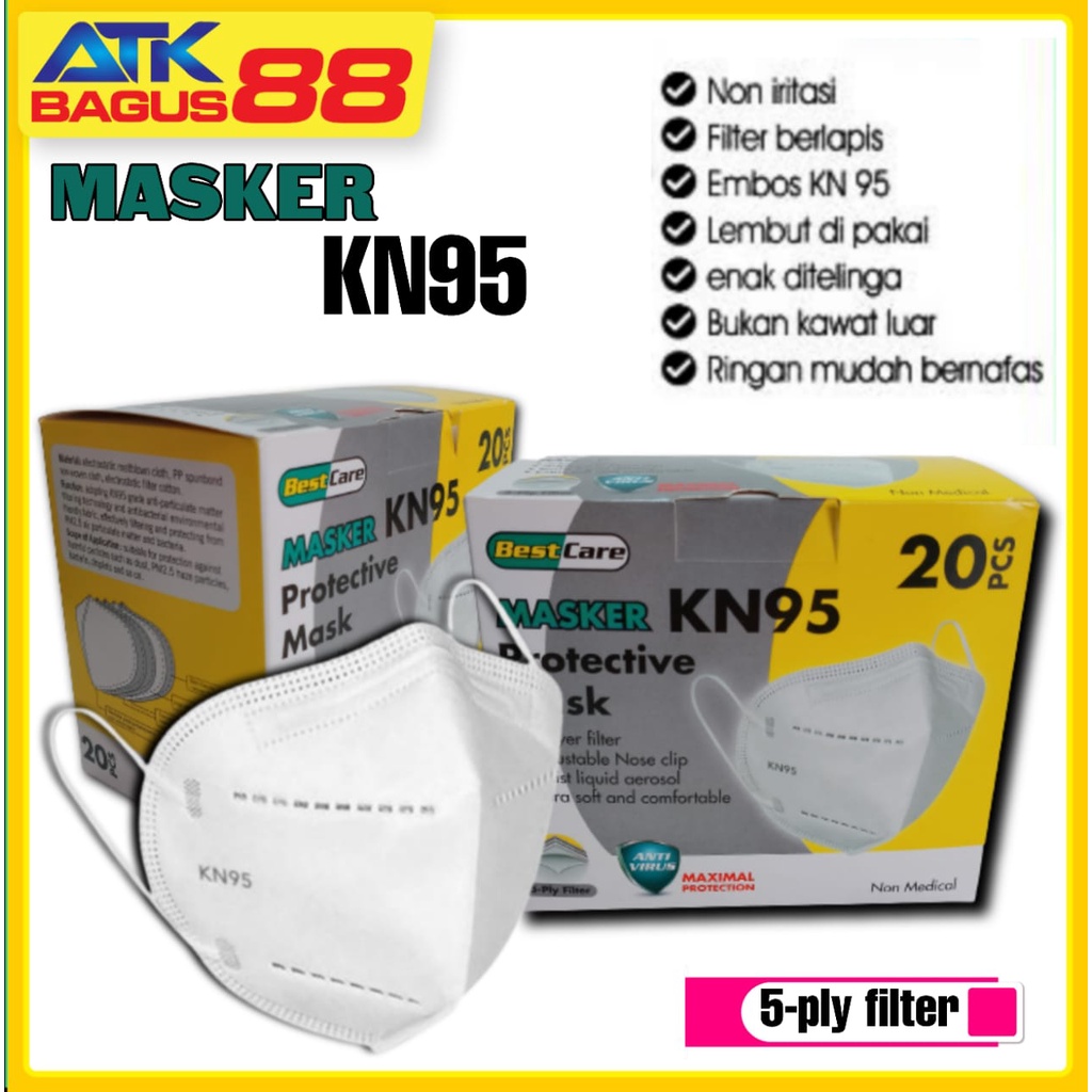 MASKER KN95 - MASKER KESEHATAN 5 PLY 1BOX ISI 20 harga /1pcs termurah